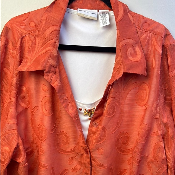 Alfred Dunner Vibrant Orange Button-Up Blouse size 22W - Picture 2 of 6